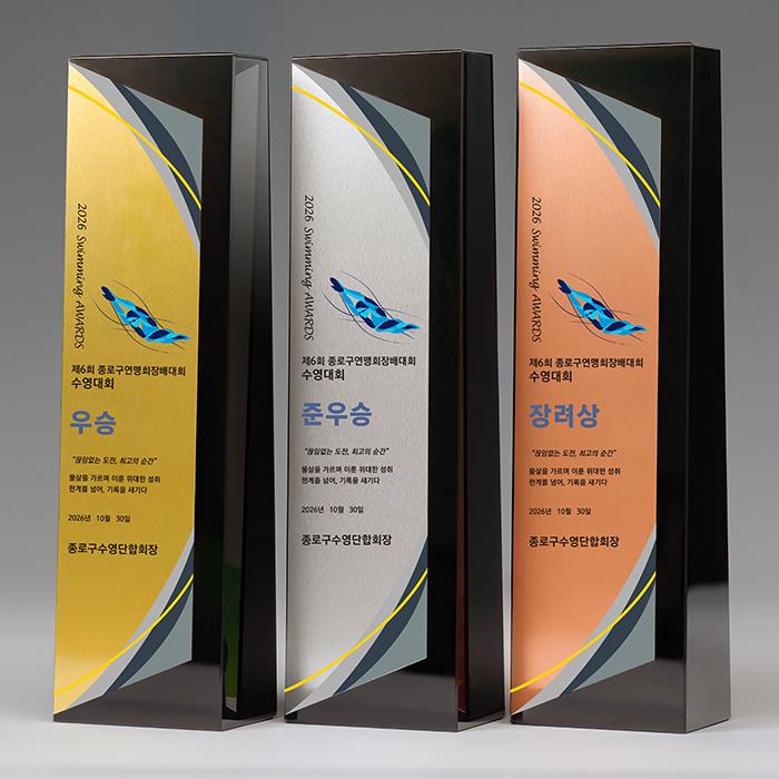 볼드한 크리스탈 몸체와 메탈 장식부의 조합이 모던한 상패트로피 입니다.