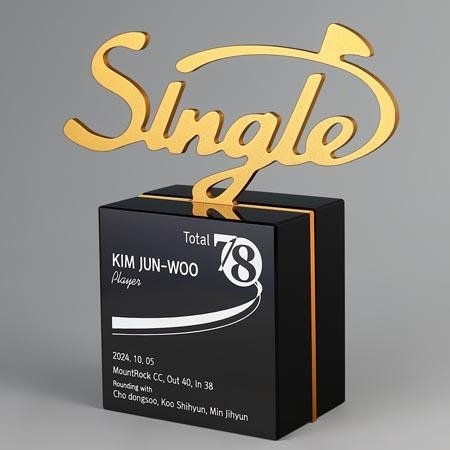 메탈&크리스탈 싱글패 입니다. 돌출되는 메탈 조형물로 SINGLE 글자를 형상화하였습니다.